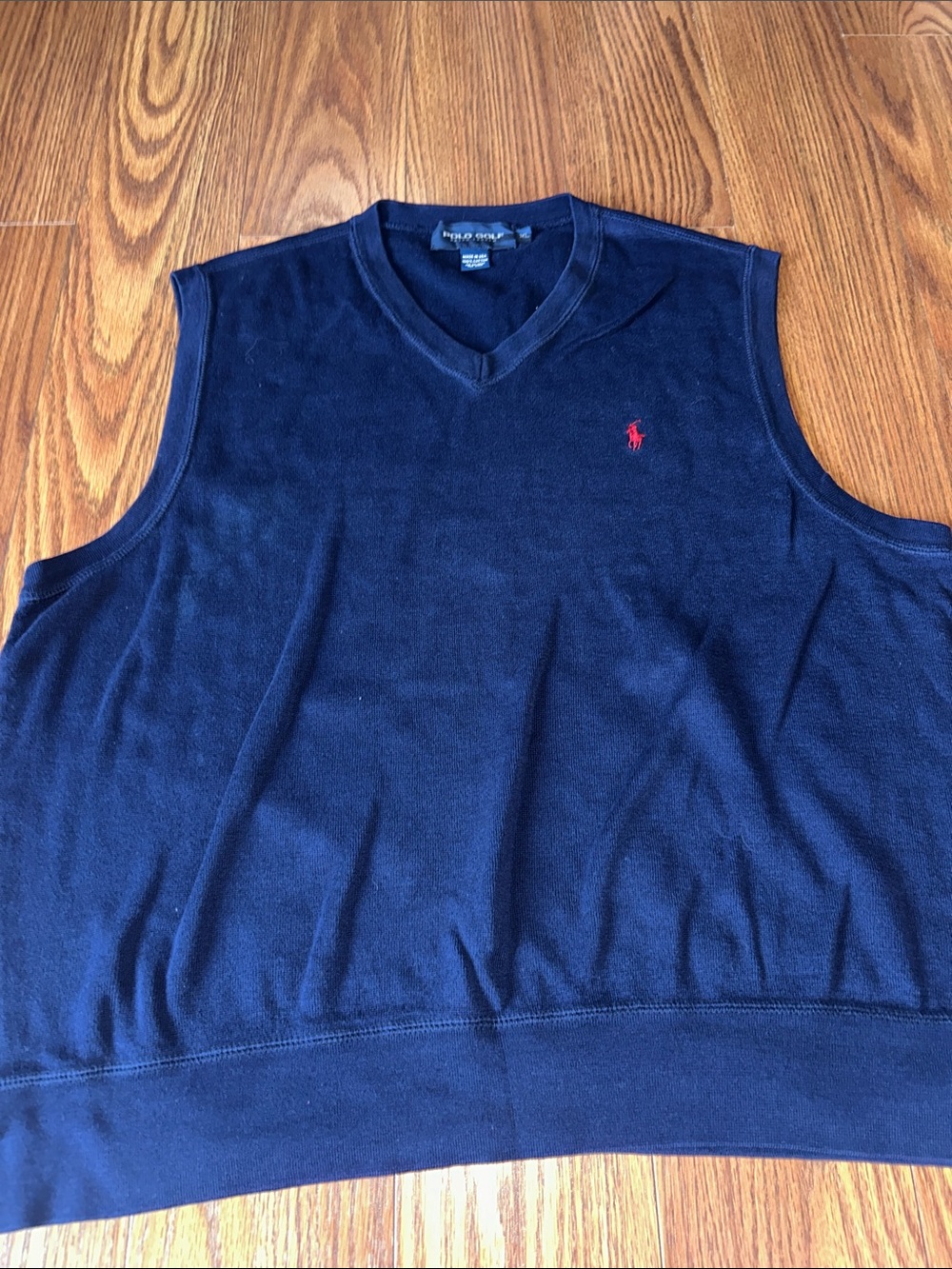 Vintage Polo Golf Ralph Lauren Navy Baggy V-Neck Sweater Vest Red Polo Logo XL